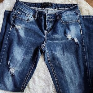 Twentyone Black Distressed Blue Jeans (Gently Worn)